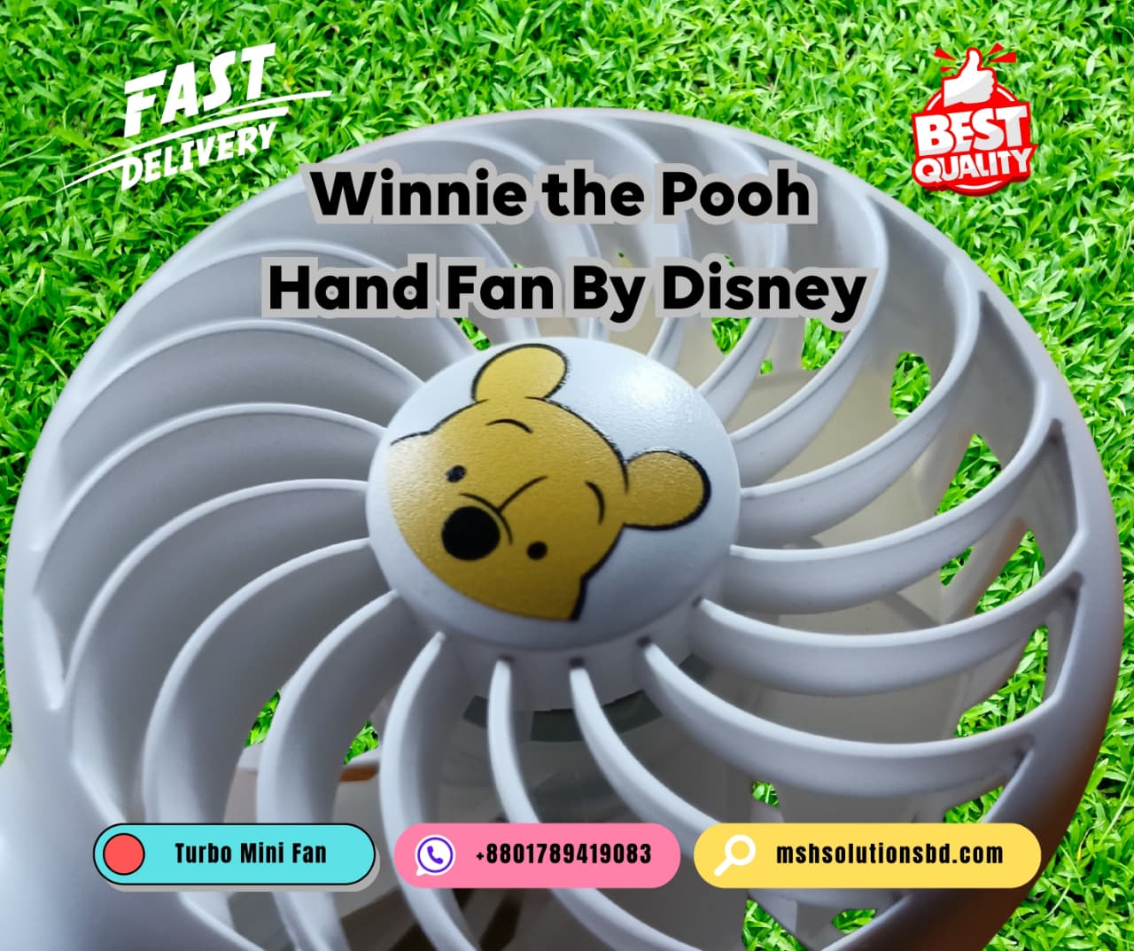 Winnie the Pooh Portable Hand Fan with LED Light